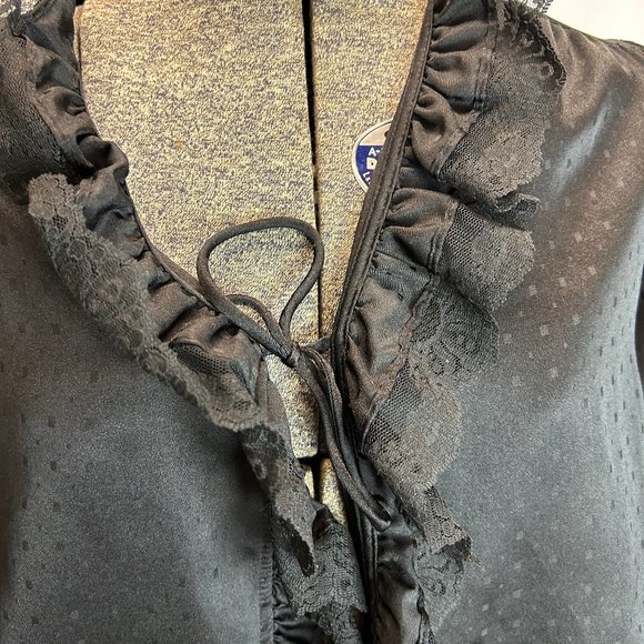 Vintage Givenchy Intimate Black Polka Dot Bed Jacket Size Medium - Picture 4 of 13